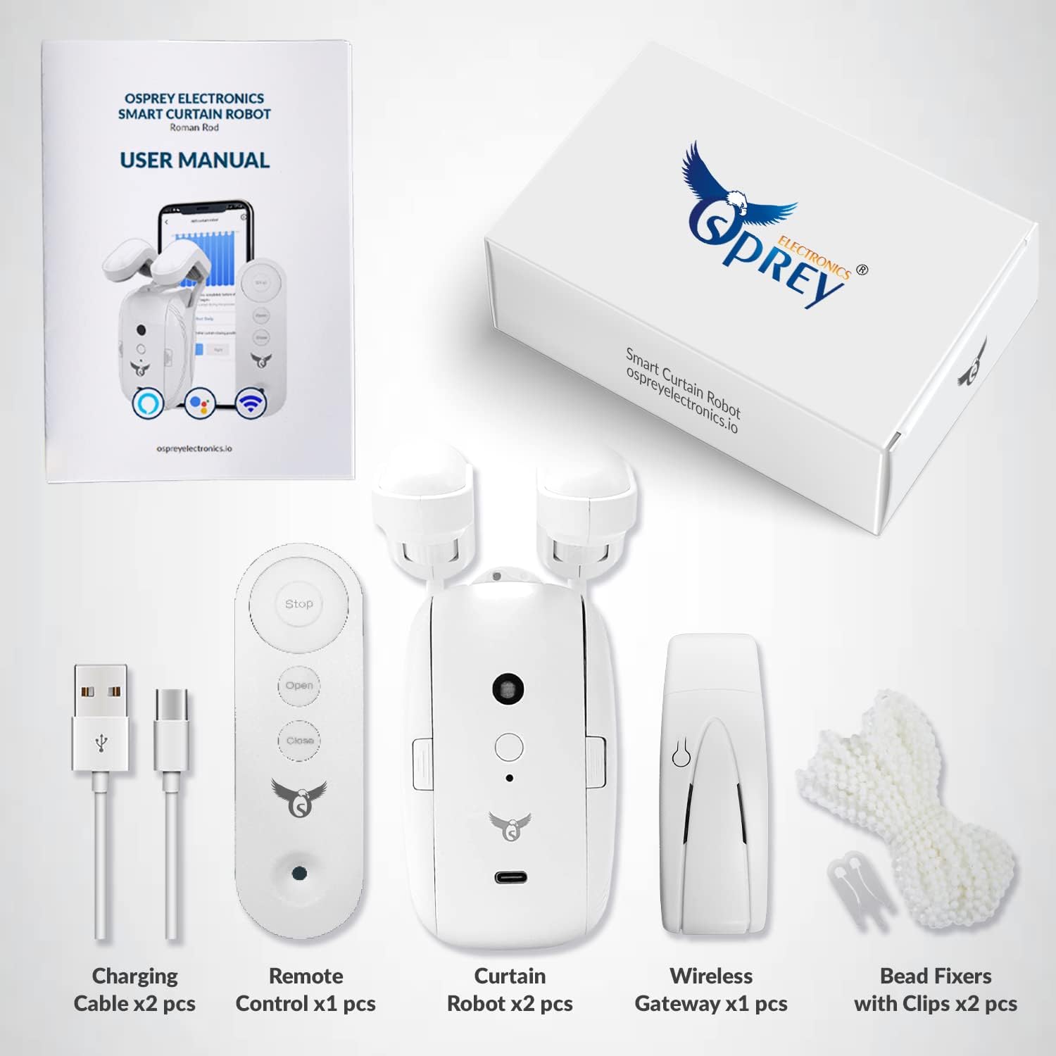 Osprey Smart Curtain Opener, Remote Control, Double Open with Gateway
