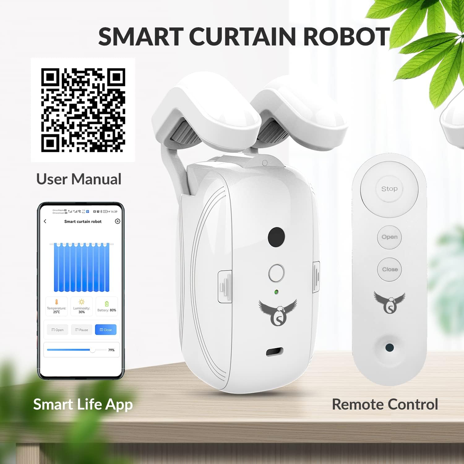 Osprey Smart Curtain Opener, Remote Control, Double Open with Gateway