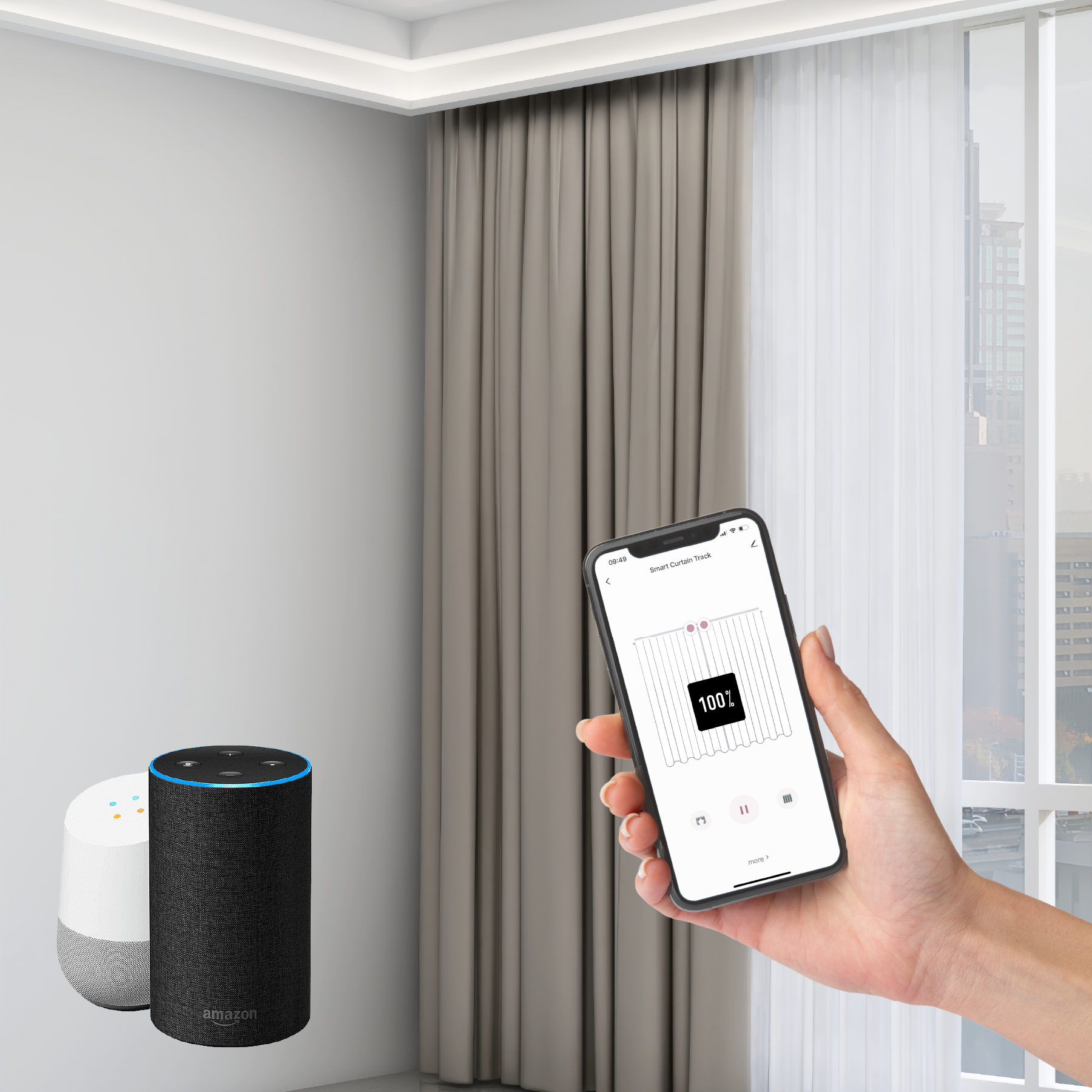 Osprey Smart Curtain Track | Osprey Motorized Curtains with Remote | App-Controlled, Stylish & Functional Curtain Rods Tracks