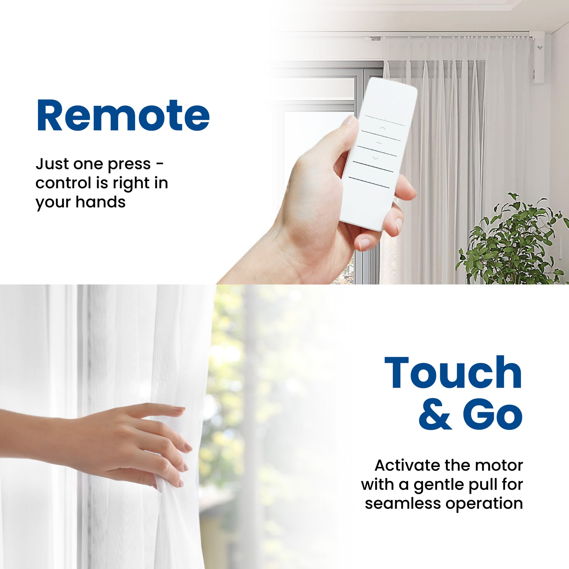 Osprey Smart Curtain Track, 63" Single‑Side Opening Motorized Curtain Rod, Remote Control & Automate App, Heavy-Duty Design, Compatible with Alexa & Google, Ceiling and Wall Mounted, Easy To Install